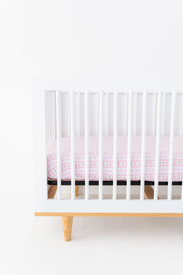 Forget Me Knot Pink Crib Sheet