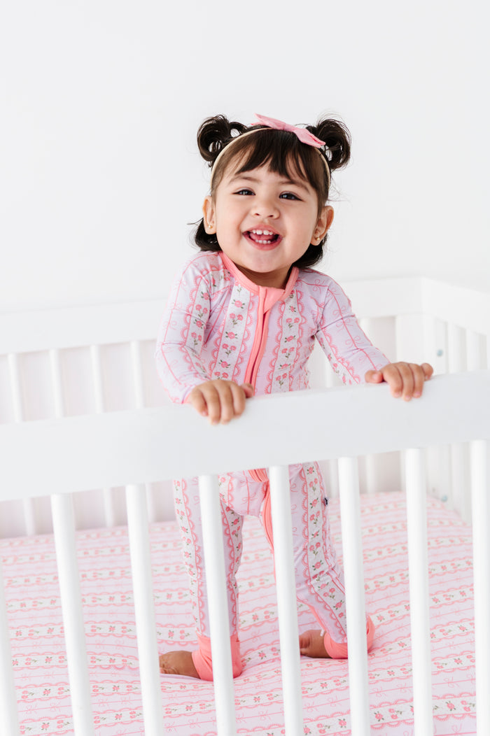 Forget Me Knot Pink Crib Sheet