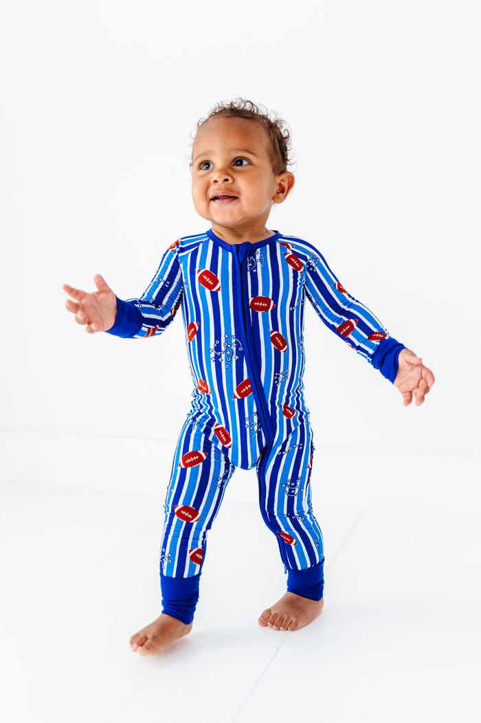 Friday Night Stripes Convertible Footies - Blue