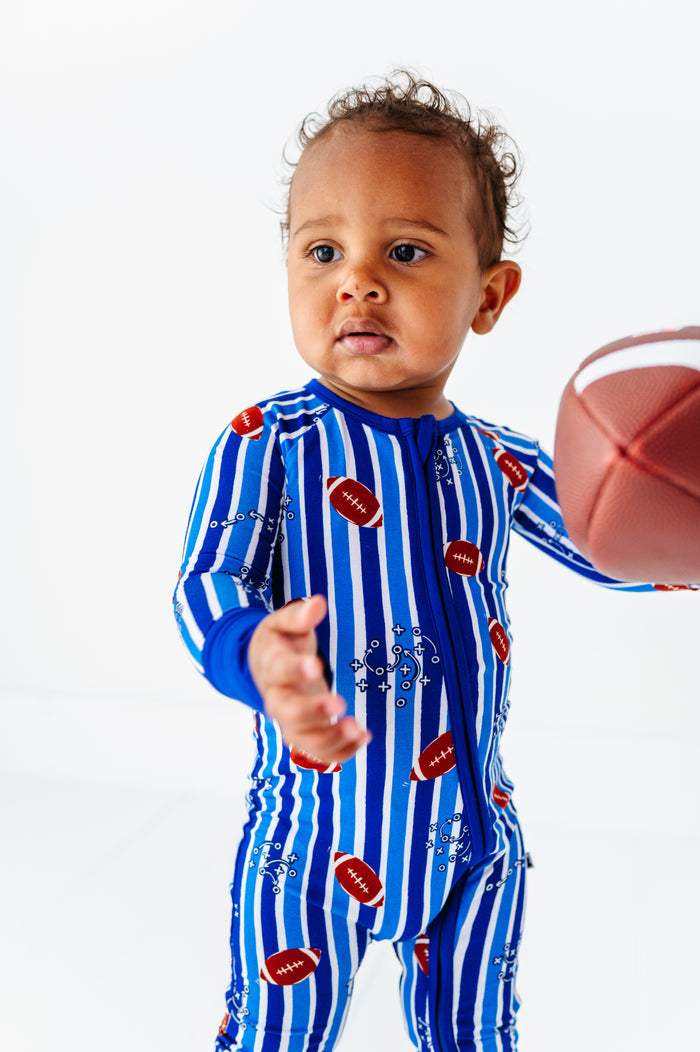 Friday Night Stripes Convertible Footies - Blue