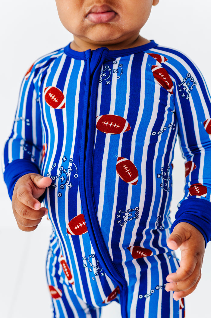 Friday Night Stripes Convertible Footies - Blue