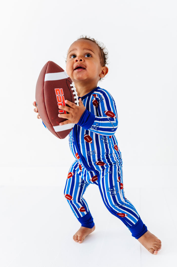Friday Night Stripes Convertible Footies - Blue