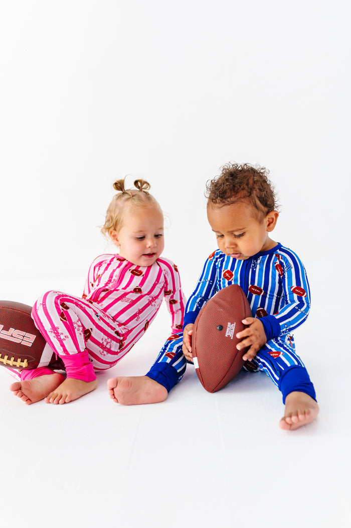 Friday Night Stripes Convertible Footies - Blue