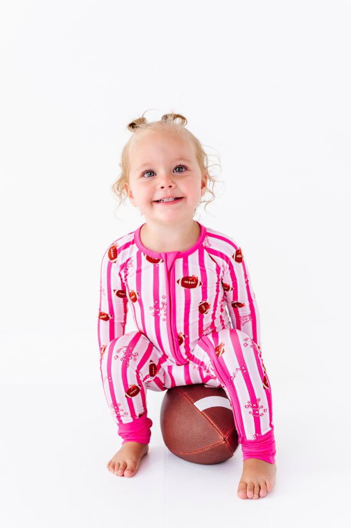 Friday Night Stripes Convertible Footies - Pink