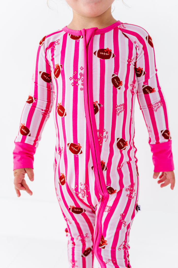Friday Night Stripes Convertible Footies - Pink