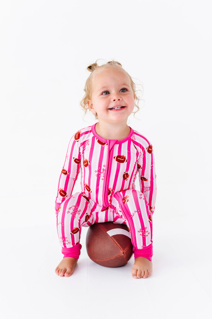 Friday Night Stripes Convertible Footies - Pink