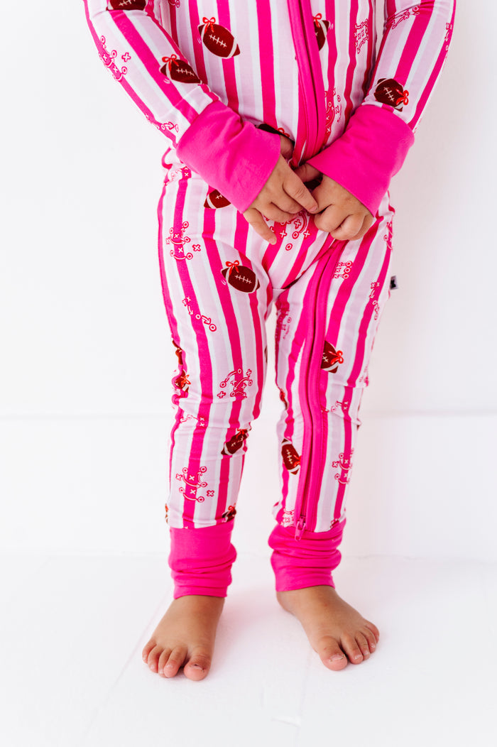 Friday Night Stripes Convertible Footies - Pink
