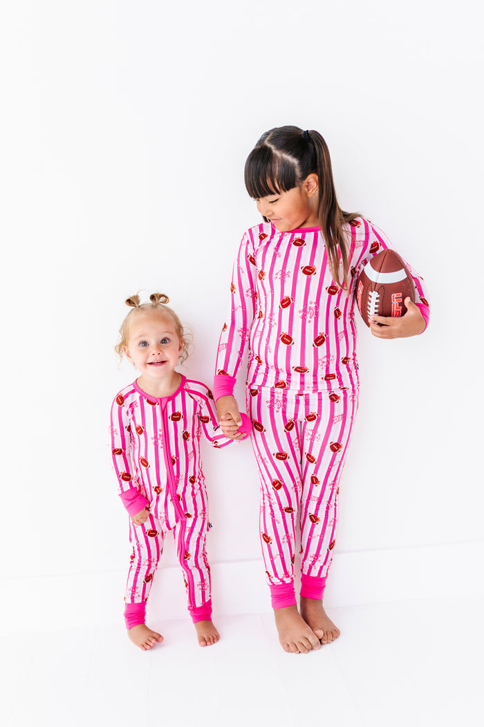 Friday Night Stripes Convertible Footies - Pink