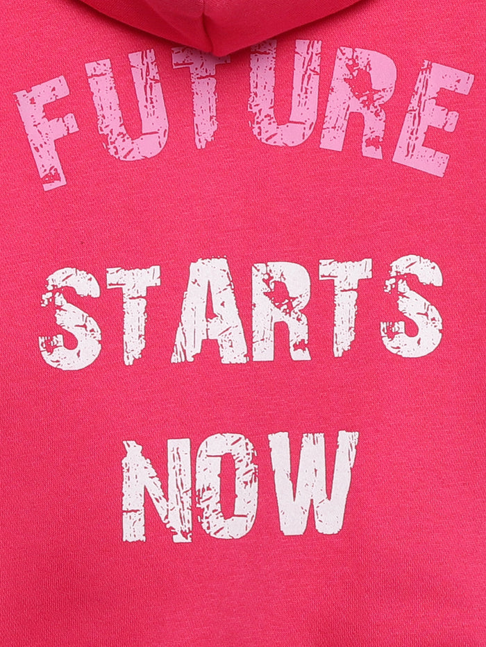 Future Starts Now Girls Printed Hoodie