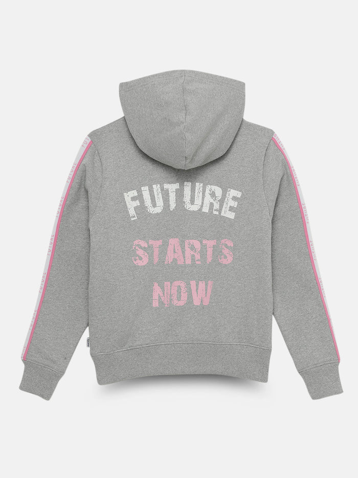 Future Starts Now Girls Printed Hoodie