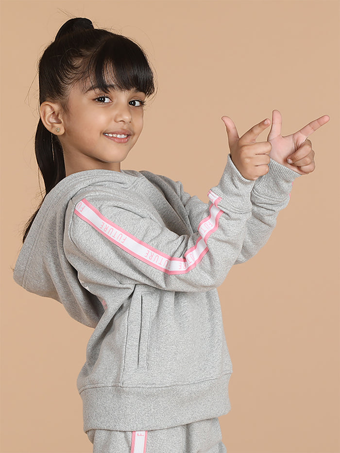 Future Starts Now Girls Printed Hoodie