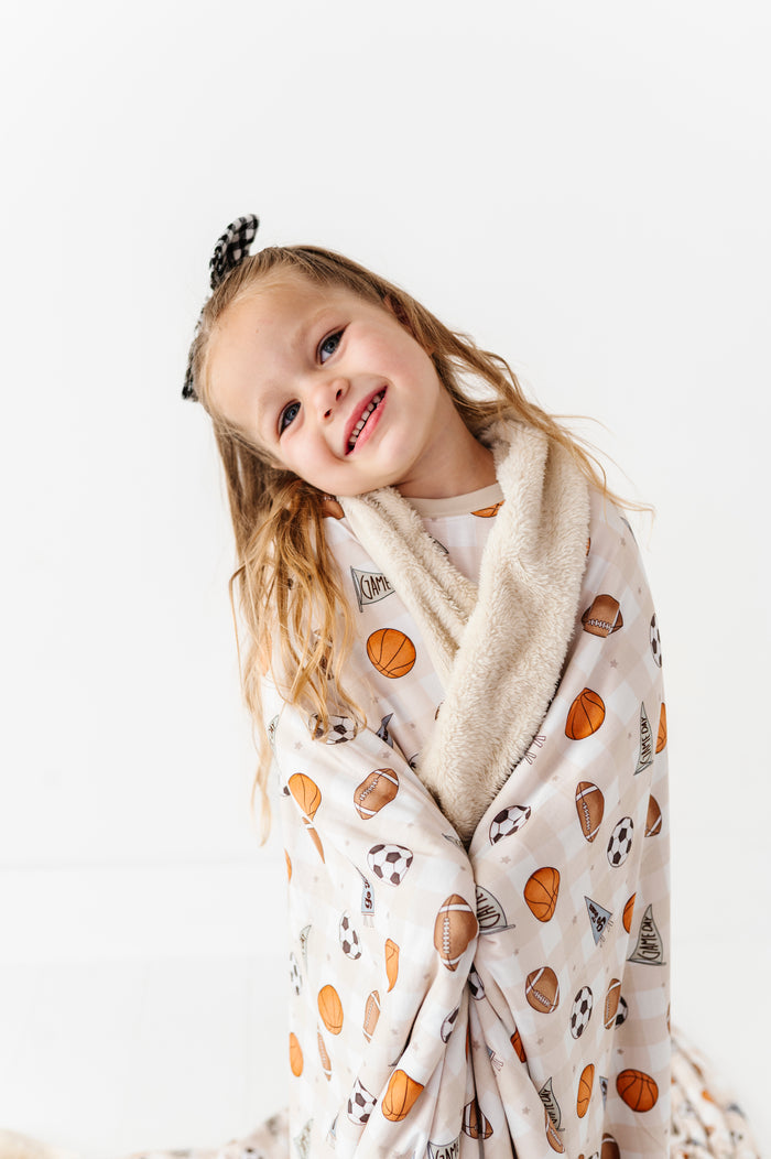Game Day Gingham Oversized Fuzzy Blanket