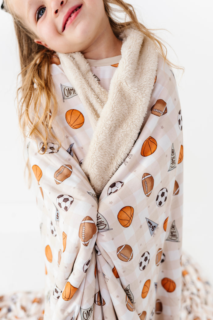 Game Day Gingham Oversized Fuzzy Blanket