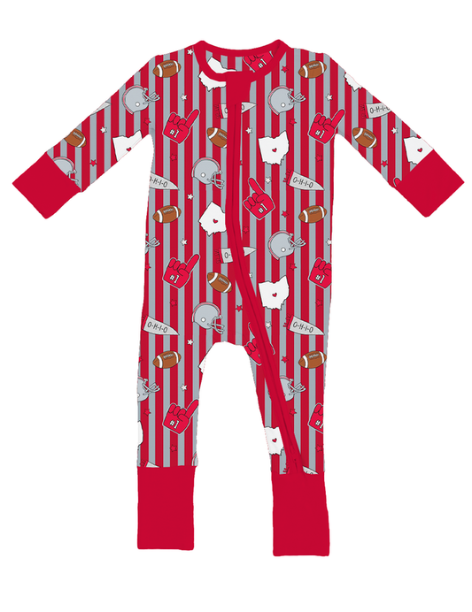 Game Day In Ohio Convertible Footies- PREORDER