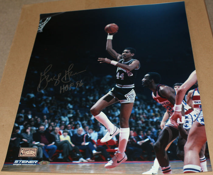George Gervin Autographed 16x20 Photo - Vintage Indy Sports