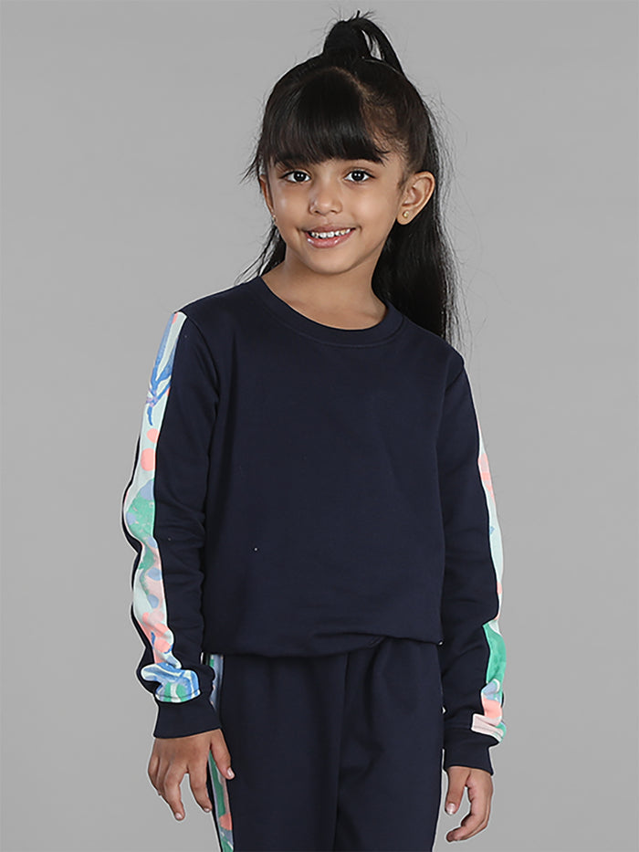 Girls Aop sleeve Crewneck Sweatshirt