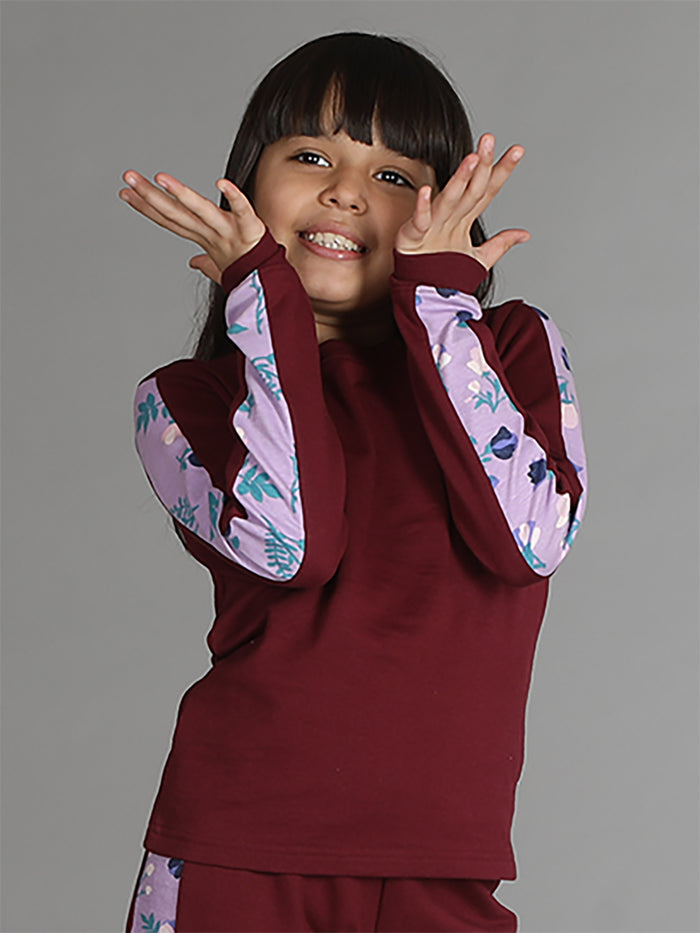 Girls Aop sleeve Crewneck Sweatshirt