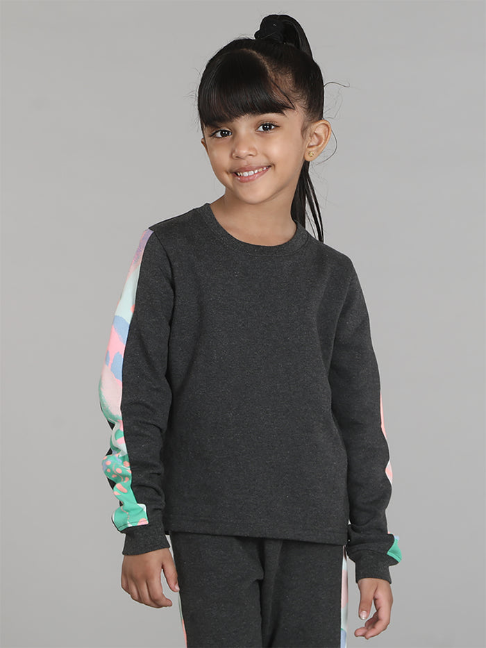 Girls Aop sleeve Crewneck Sweatshirt
