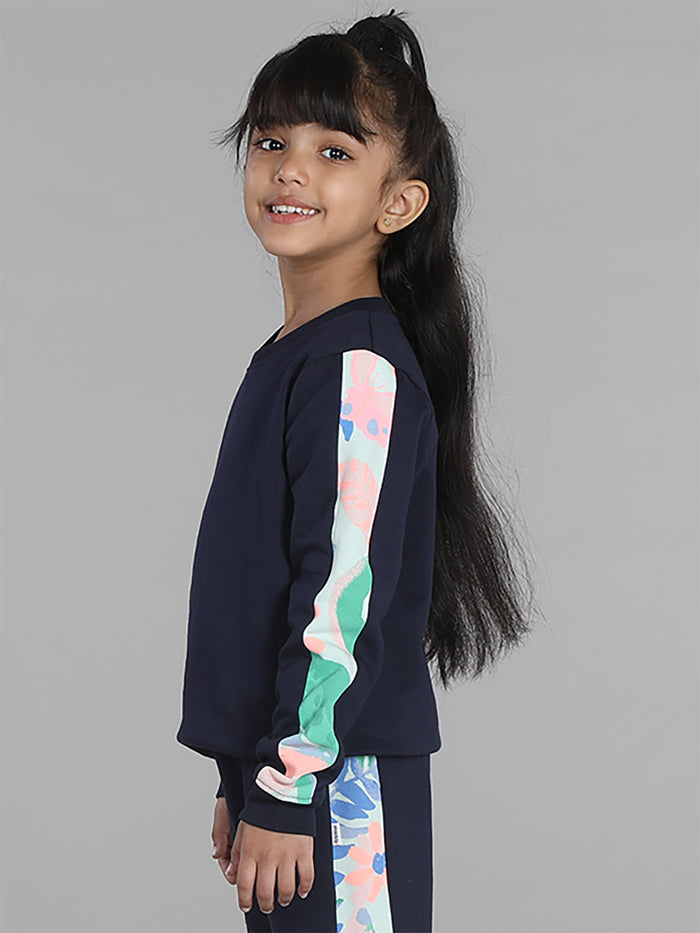 Girls Aop sleeve Crewneck Sweatshirt