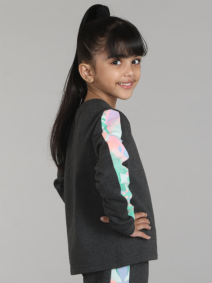 Girls Aop sleeve Crewneck Sweatshirt