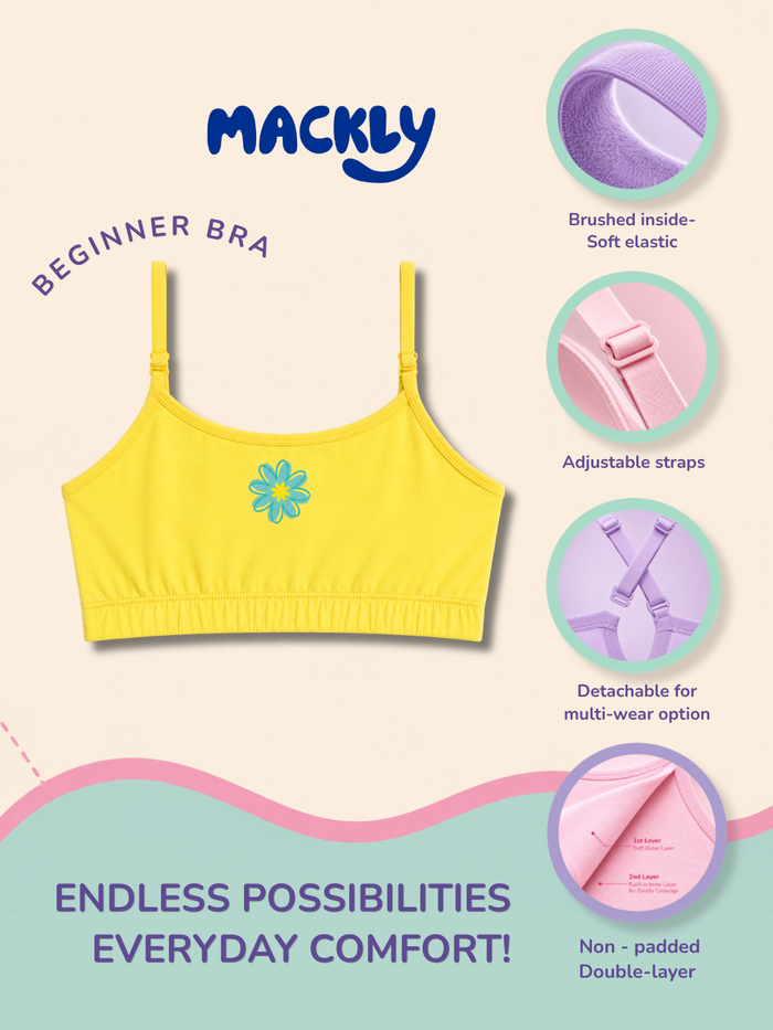 Girls Beginner Bra with Removable Straps, Pack of 1