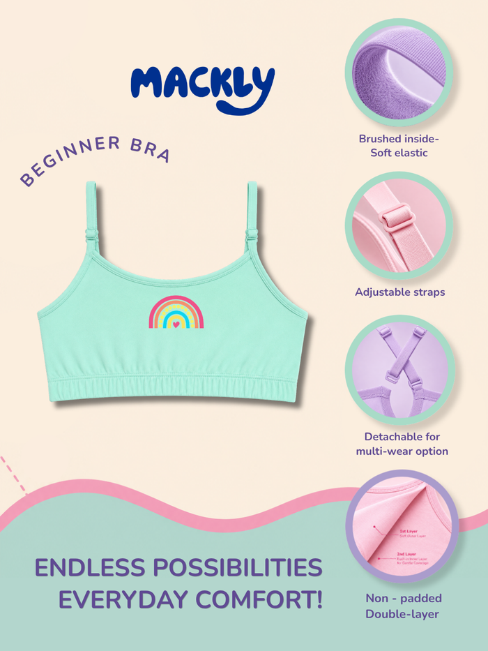 Girls Beginner Bra with Removable Straps, Pack of 1