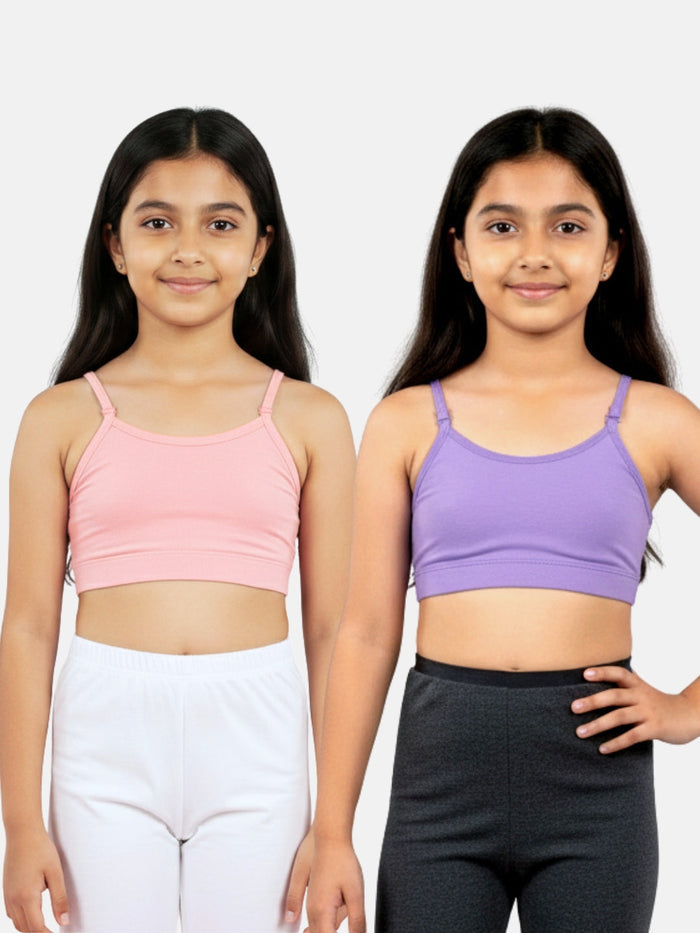 Girls Beginner Bra with Removable Straps, Pack of 2