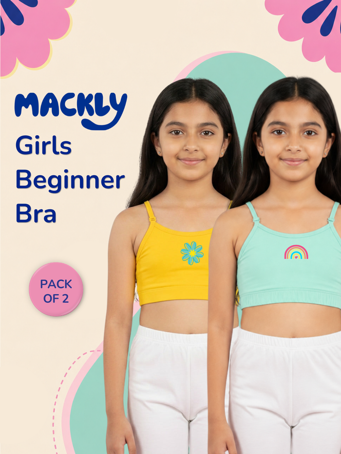 Girls Beginner Bra with Removable Straps, Pack of 2