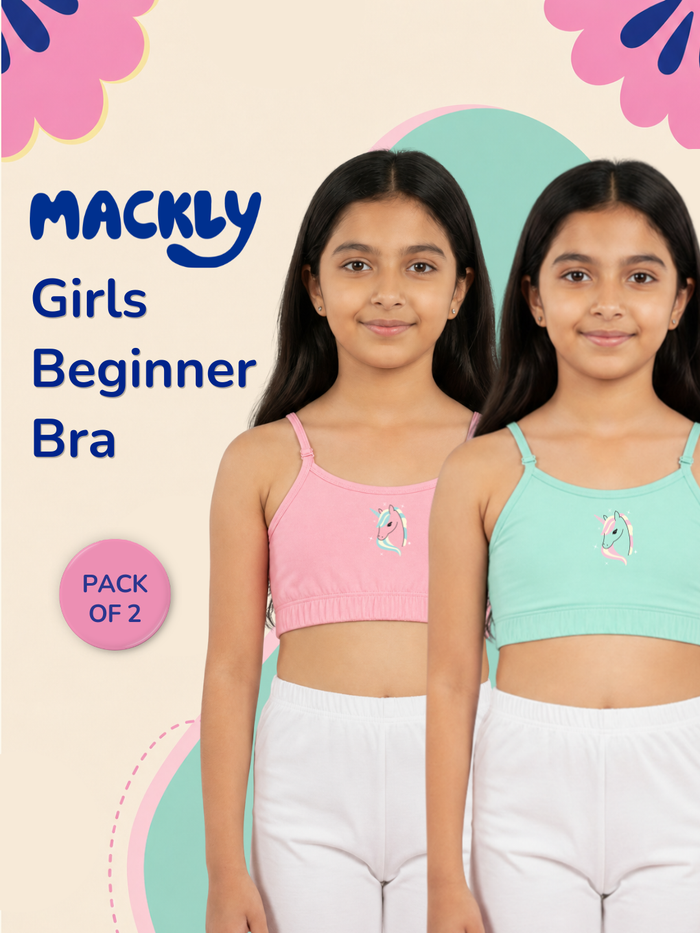 Girls Beginner Bra with Removable Straps, Pack of 2