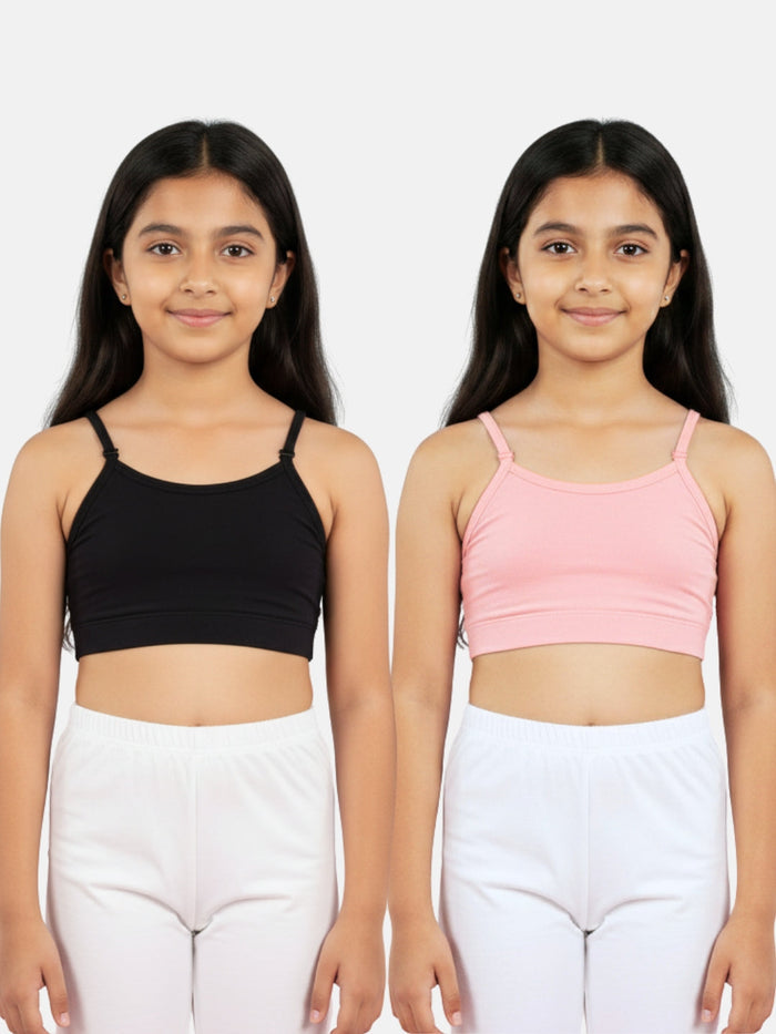 Girls Beginner Bra with Removable Straps, Pack of 2