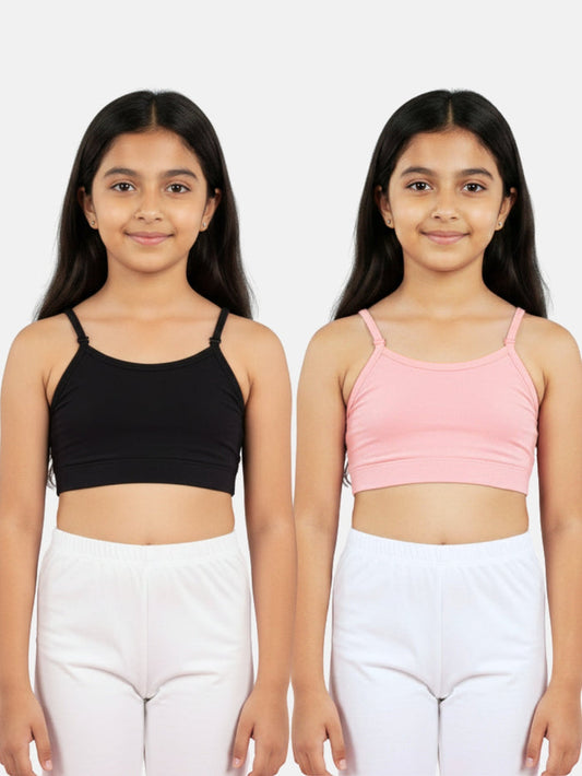 Girls Beginner Bra with Removable Straps, Pack of 2