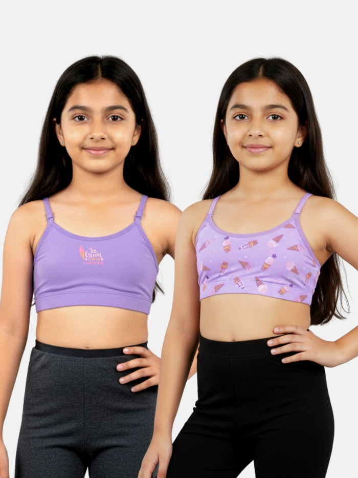 Girls Beginner Bra with Removable Straps, Pack of 2