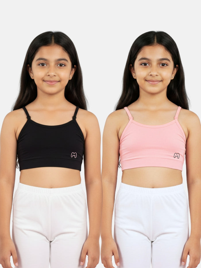 Girls Beginner Bra with Removable Straps, Pack of 2