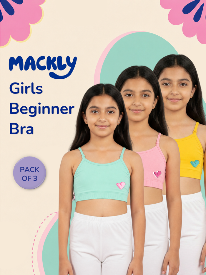 Girls Beginner Bra with Removable Straps, Pack of 3