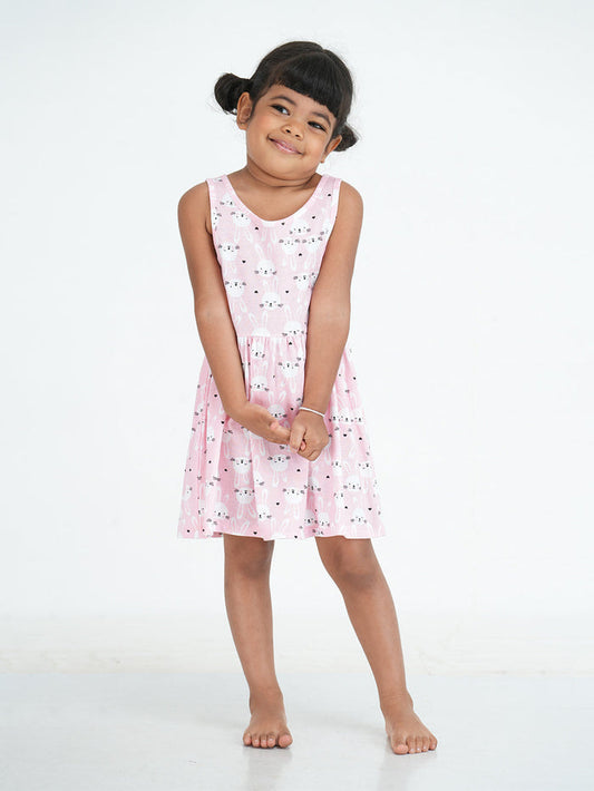 Girls Bunny Printed Cotton dress
