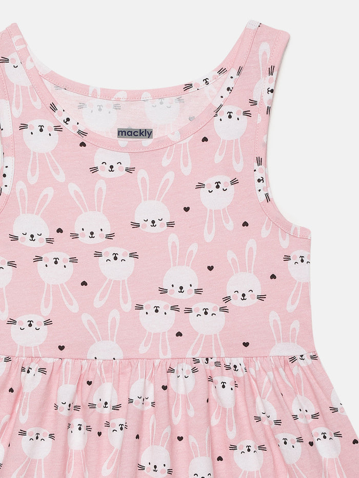 Girls Bunny Printed Cotton dress