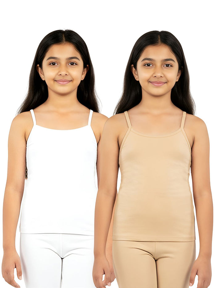 Girls Camisole with In-Built Bra - Pack of 2