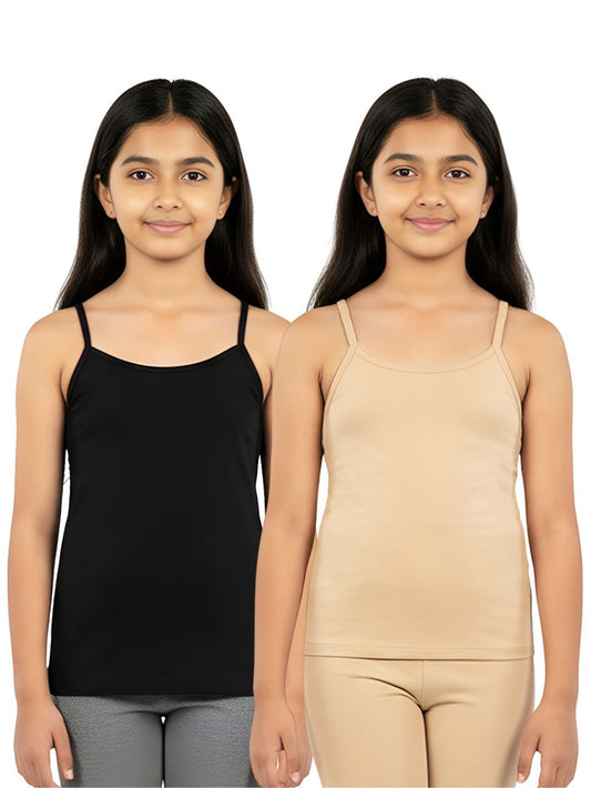Girls Camisole with In-Built Bra - Pack of 2