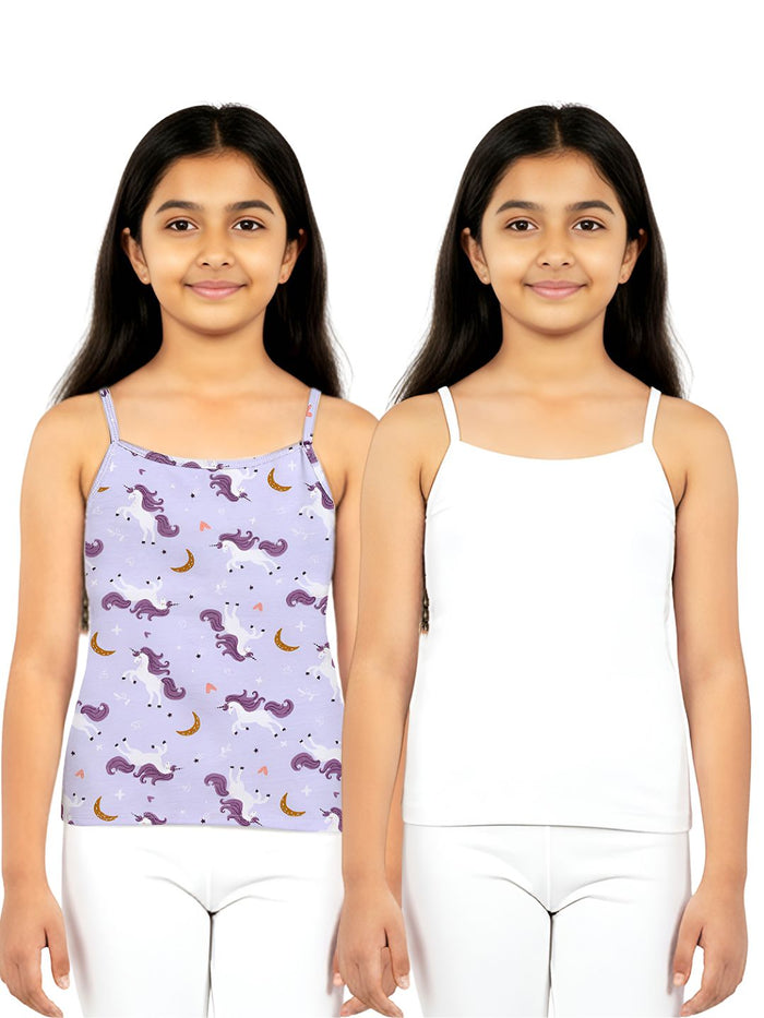 Girls Camisole with In-Built Bra - Pack of 2