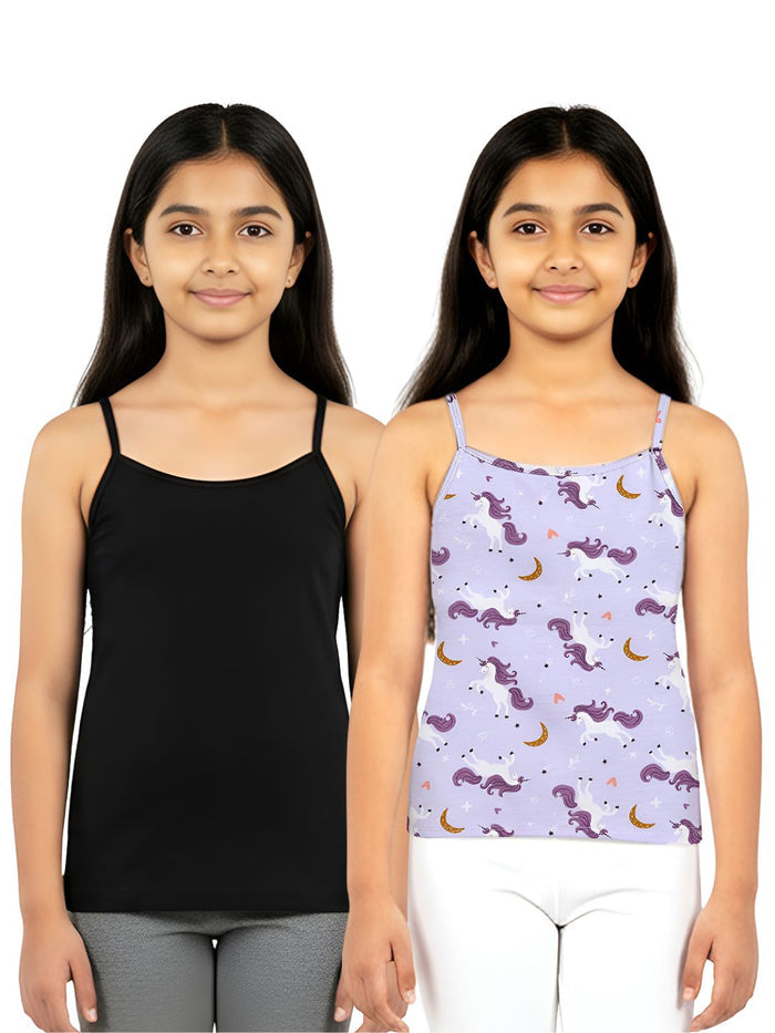 Girls Camisole with In-Built Bra - Pack of 2