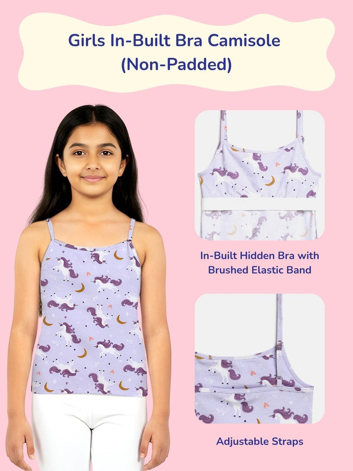 Girls Camisole with In-Built Bra - Pack of 2
