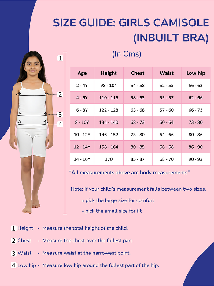 Girls Camisole with In-Built Bra