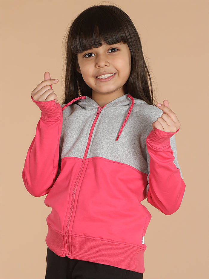Girls Colorblocked Cut and Sew zipper hoodie