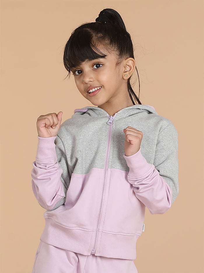 Girls Colorblocked Cut and Sew zipper hoodie