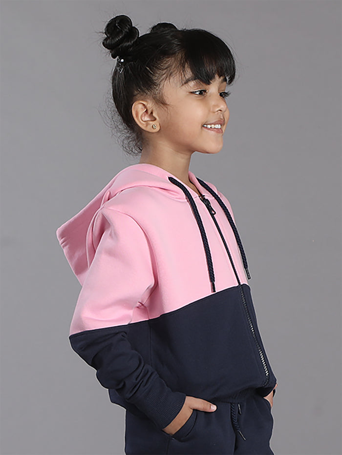 Girls Colorblocked Cut and Sew zipper hoodie