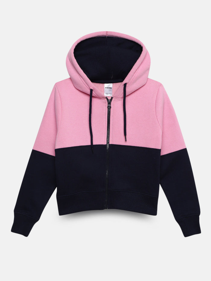 Girls Colorblocked Cut and Sew zipper hoodie
