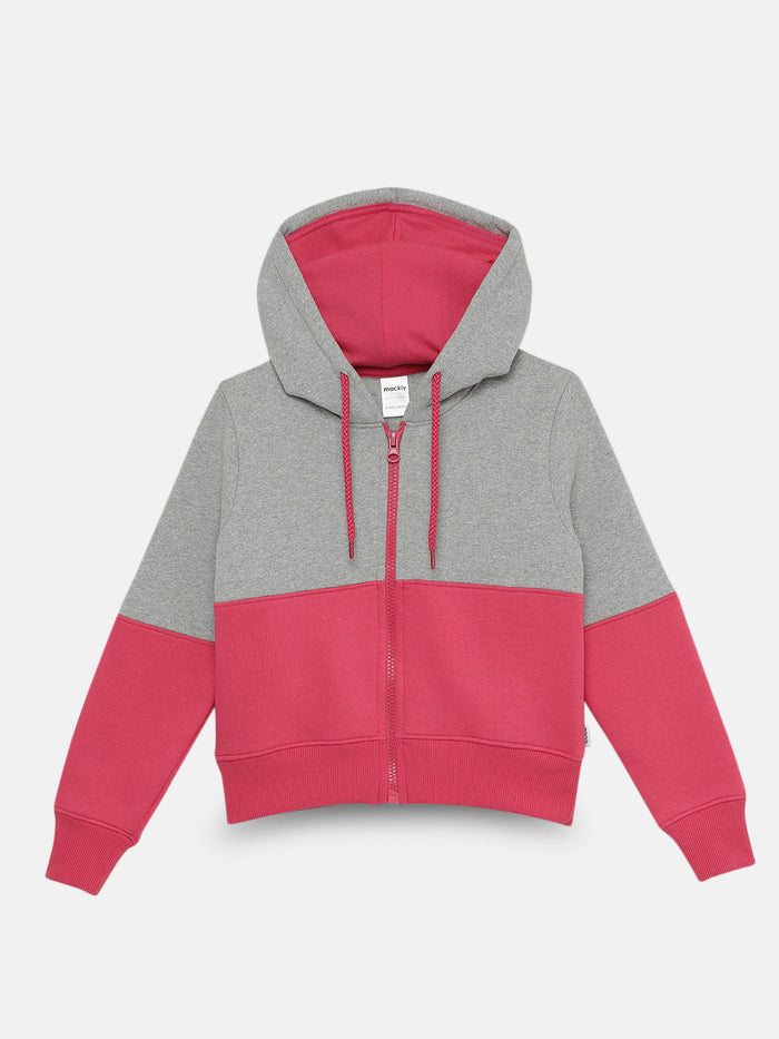 Girls Colorblocked Cut and Sew zipper hoodie