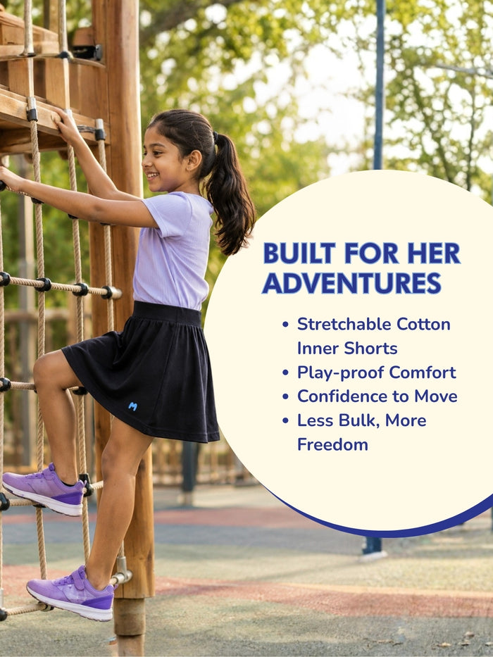 Girls Everyday Skort Skirt | 3-in-1 Skirt with Built-in Shorts & Gusset (Pack of 2)