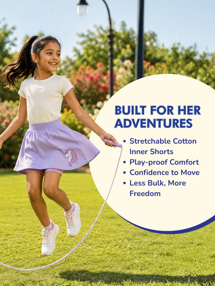 Girls Everyday Skort Skirt | 3-in-1 Skirt with Built-in Shorts & Gusset (Pack of 2)