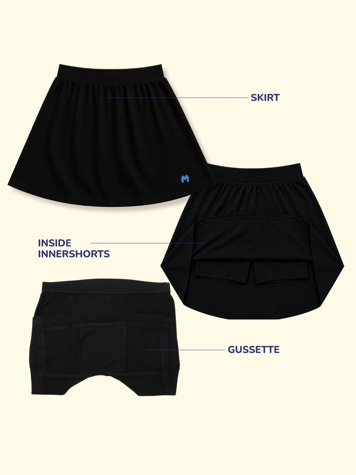 Girls Everyday Skort Skirt | 3-in-1 Skirt with Built-in Shorts & Gusset (Pack of 3)